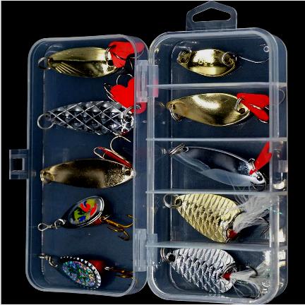 Inline spinner/spoon assortment 10 pcs with box